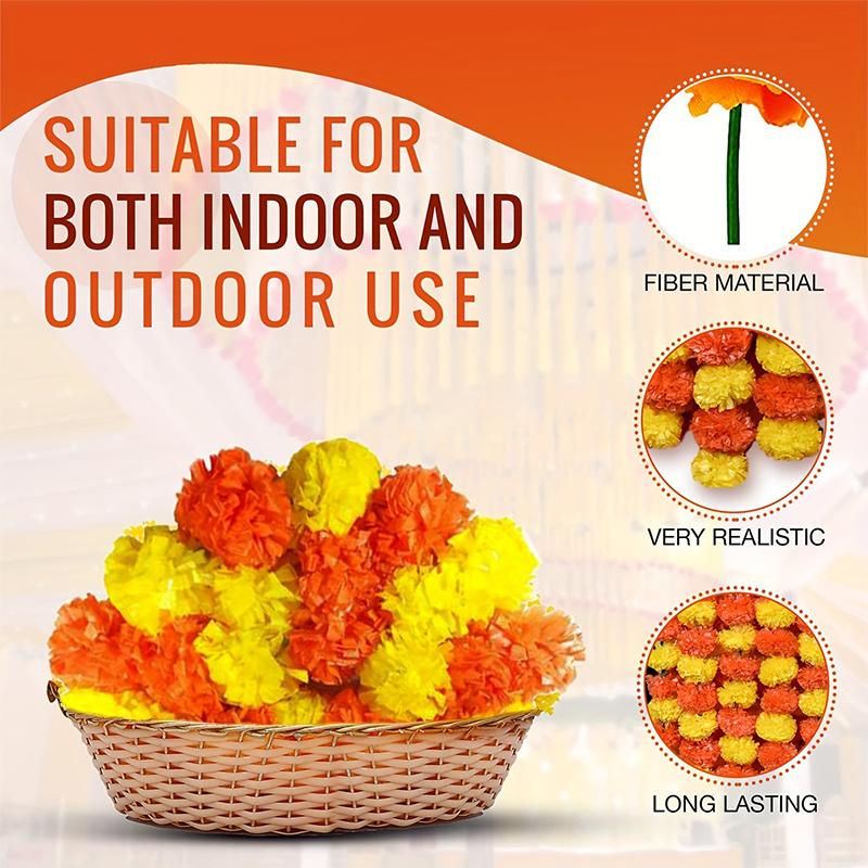 1PC Yard Artificial Marigold Flower Garland Artificial Flowers for Diwali Wreath Garland