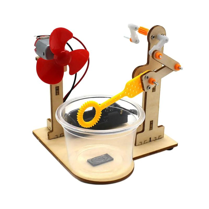 1 Набор Игрушка для раннего обучения Технология Деревянная Сделай сам Машина для выдувания пузырей с ручным приводом Игрушка для детей Научный эксперимент Учебные пособия