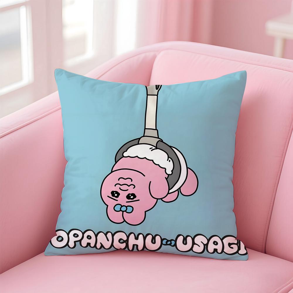 Funny Cute Japanese Character OOpanchu Usagi Cushion Cover Pillowcase Short Plush Invisible zipper Room Sofa Cushion Cover