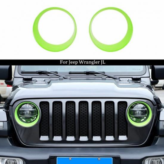 Green Headlight Lamp Cover Trim Decor Ring for Jeep wrangler JL 2018+Accessories