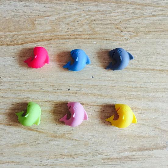 6 шт. Силиконовые милые акулы, маркеры для бокалов для коктейльной вечеринки, вина, стаканов для напитков