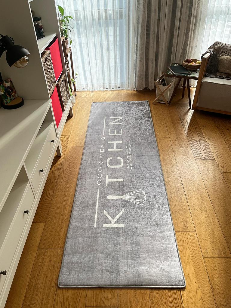 EPeddler Home Modern Kitchen Written Pattern Digital Printing Washable Non-Slip Leather Base New Generation Kitchen, Dining Room Carpet and Runner