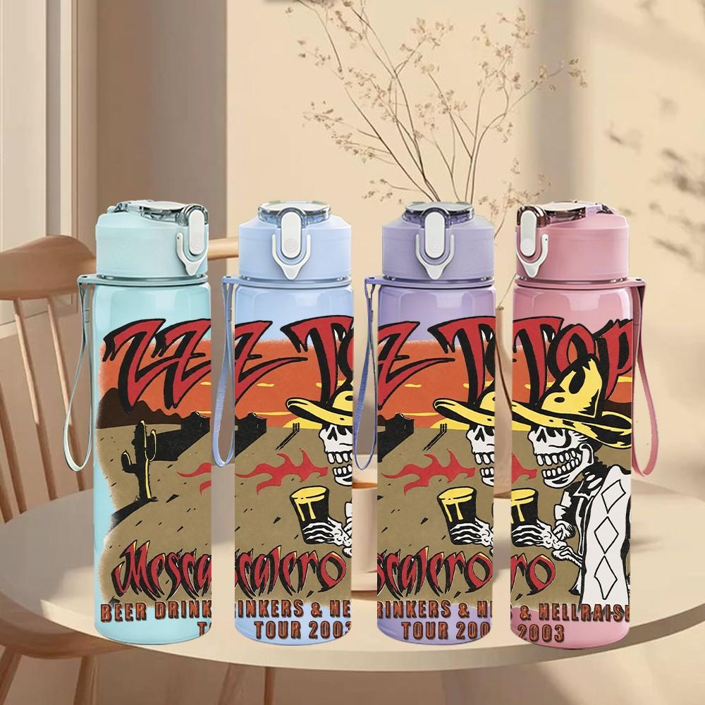 1PC Vintage Tribal Mural Art 750ml sports water bottle leakproof straw lid outdoor office home