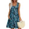 Women's Casual Sundress With Pockets Summer Boho Beach Dress,Holiday Hresses For WomenT-Shirts Dress U Neck Loose Tank Dresses