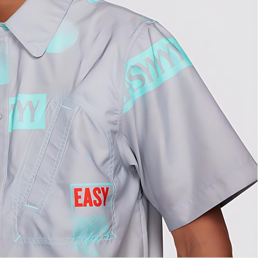 Nike Alphabet Print Single-Breasted Short-Sleeve Shirt Men Tops Mist-Grey DO4024-097