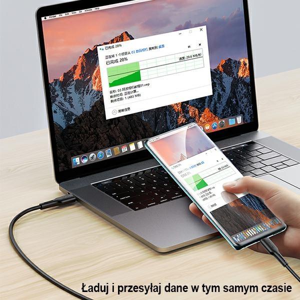 Kabel USB-C do USB-C USAMS 1.2m 100W Power Delivery 5A Czarny