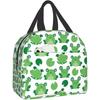 Cute Frog with Big Eyes Print Thermal Lunch Bag Insulated Bento Box Reusable Waterproof Lunch Bag for Office Picnic Hiking Beach