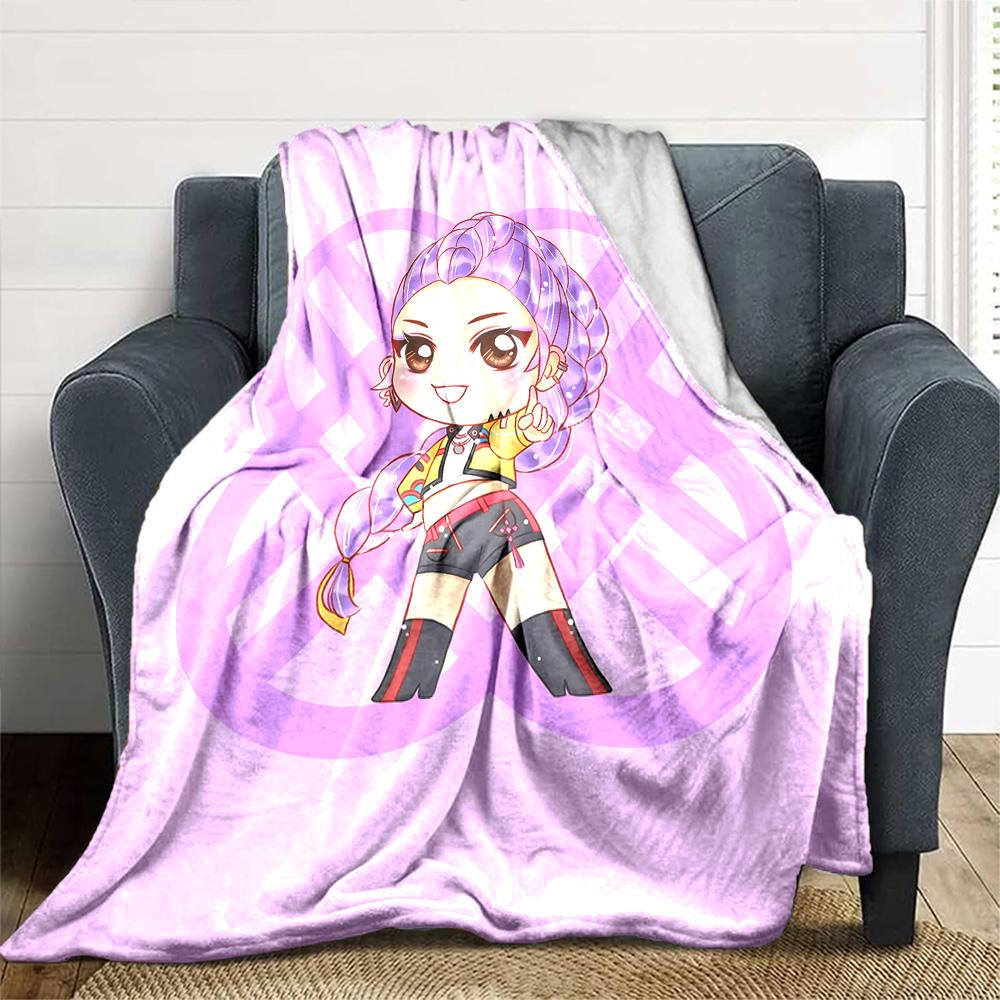 K‑pop Huntrix Blanket Soft & Cozy Great for Picnics Sofa Office Chair All-Season Use Playful Design Perfect Gift for Relatives and Friends