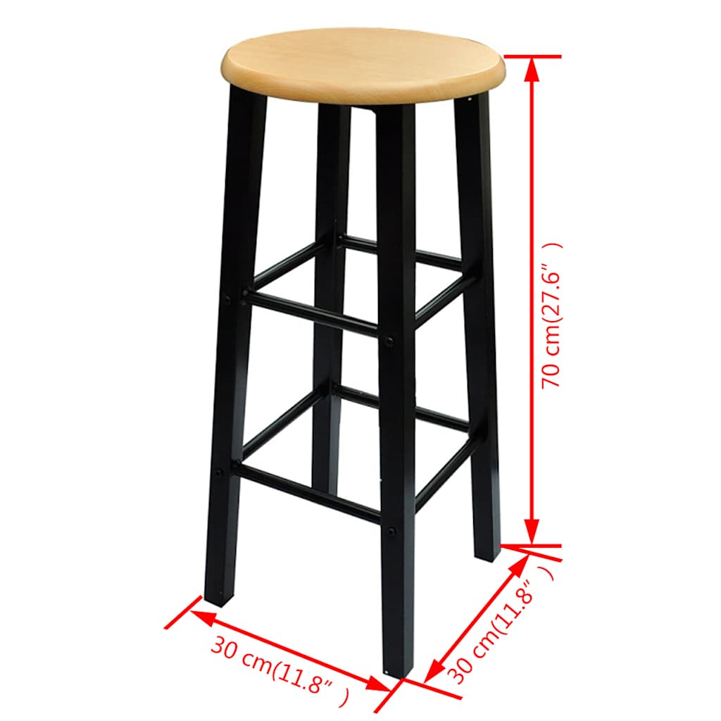 Bartisch and Hocker Set 3 piece Wood and Steel