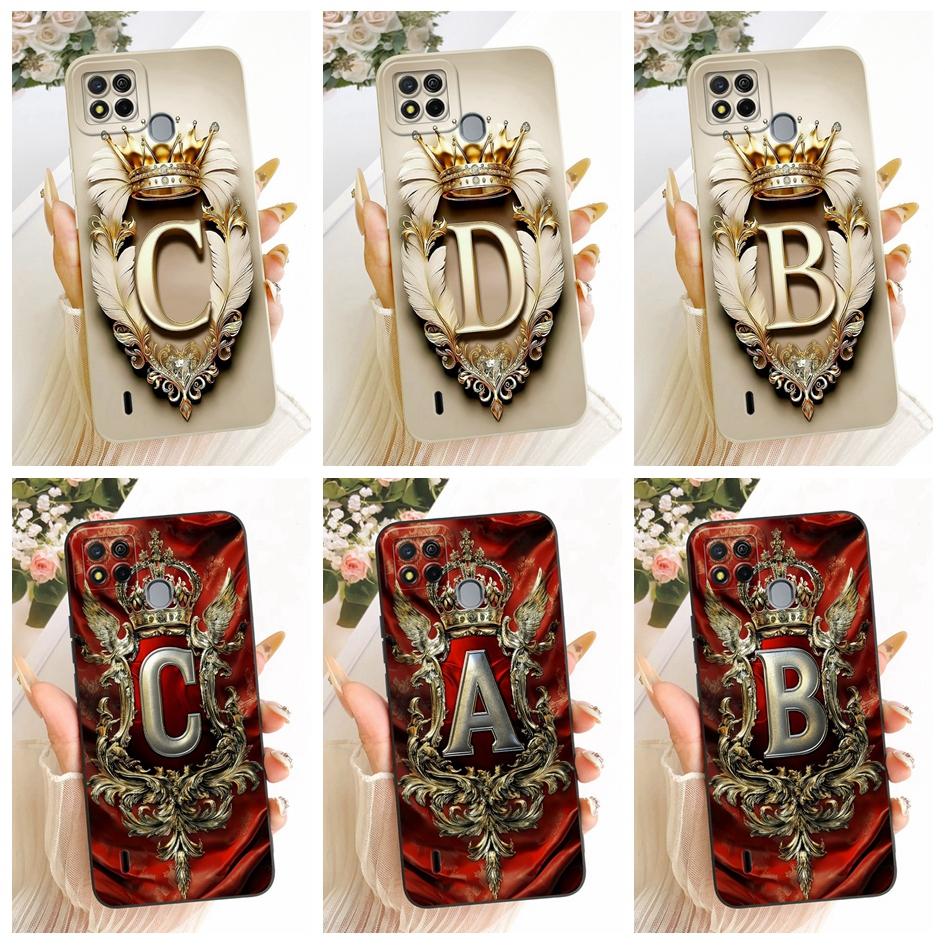 For Itel A57 Case A57 Pro Cover A611W W6004 Luxury Initial Letters Crown Soft Silicone Matte Funda For Itel A27 A551L P17 Bumper