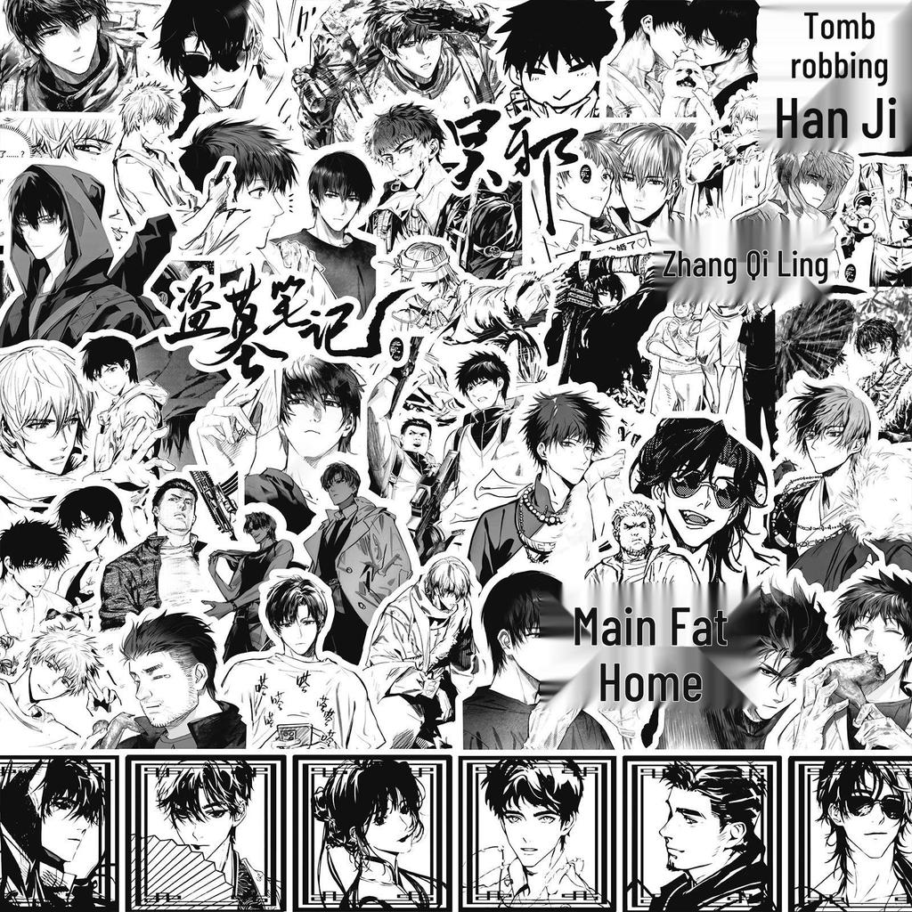 1000 черно-белых аниме-наклеек: Demon Slayer, One Piece и многое другое для украшения блокнота