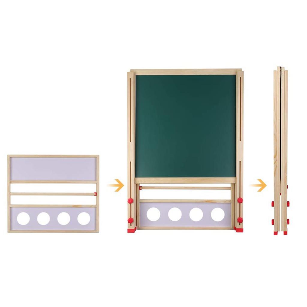 AllinOne Wooden Children Art Easel with Paper Roll and Accessories