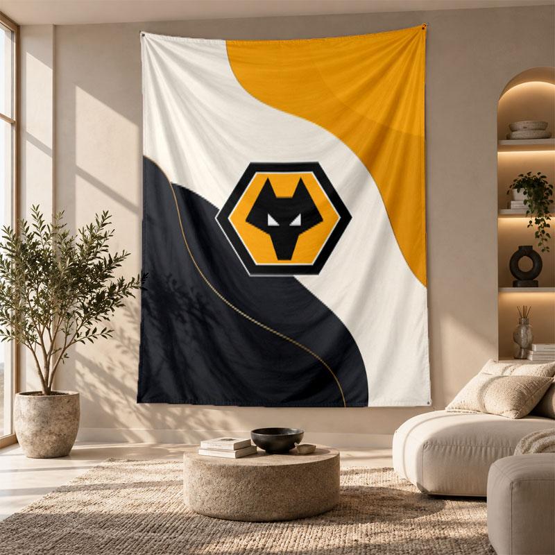 Decorative Tapestry,Wolverhampton Wanderers Football Printed Wall Art, Lightweight Wall Hanging For Bedroom Background