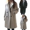 Женское осенне-зимнее пальто, двубортное сплошное цветное пальто на пуговицах с длинным рукавом, толстые лацканы средней длины, большие размеры, женская куртка со свободными карманами