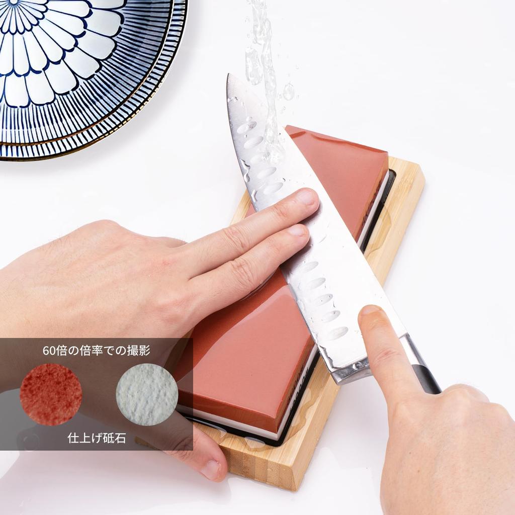 Akizora Whetstone Knife Sharpening Stone 400 1000 3000 10000 Whetstone Set with Surface Fixed Angle Strong Bamboo Medium Whetstone for Home Perfect