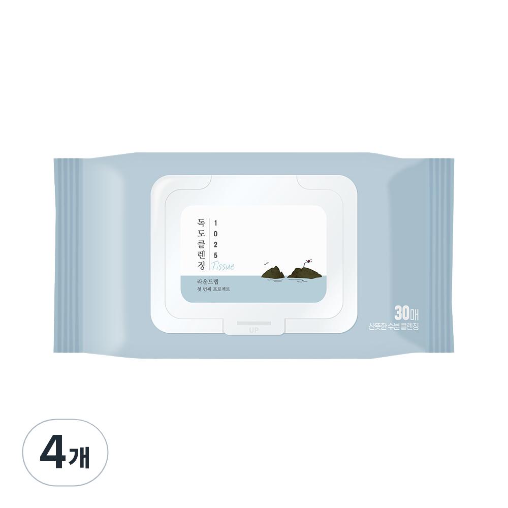 ROUND LAB 1025 Dokdo Cleansing Tissue, 30 Sheets, 4 Pcs.