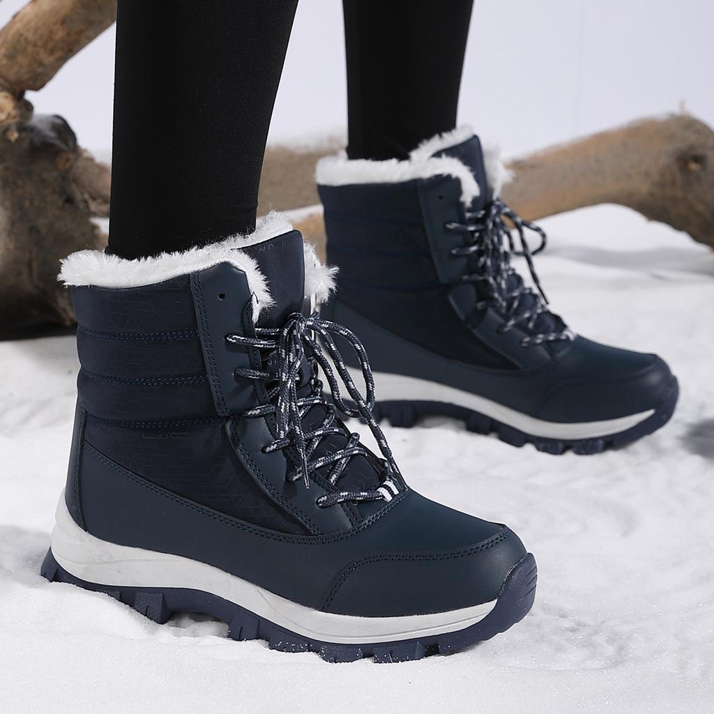 Женские зимние водонепроницаемые ботильоны на платформе, сохраняющие тепло, плюшевые уличные короткие ботинки, нескользящие повседневные кроссовки