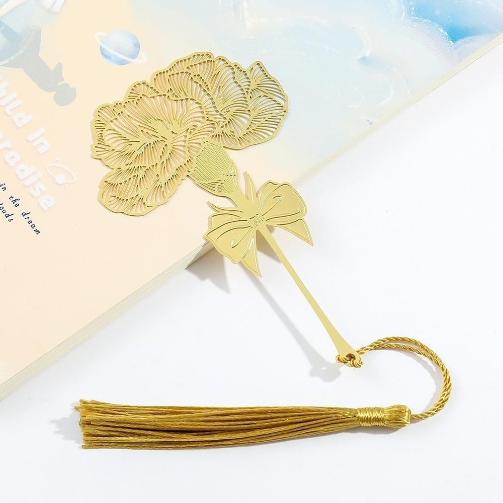 Elegant Hollow Tassel Book Markers Sunflower Pattern Chinese Style Bookmark Reading Gift