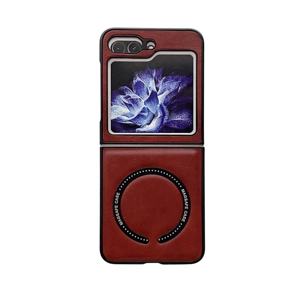 Магнитный противоударный чехол Samsung Z Flip7 Retro Crazy Horse для Flip6/5
