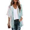 Women's Fashion Printed Seven-Part Sleeve Cardigan Loose Blouse Casual Blouse Top