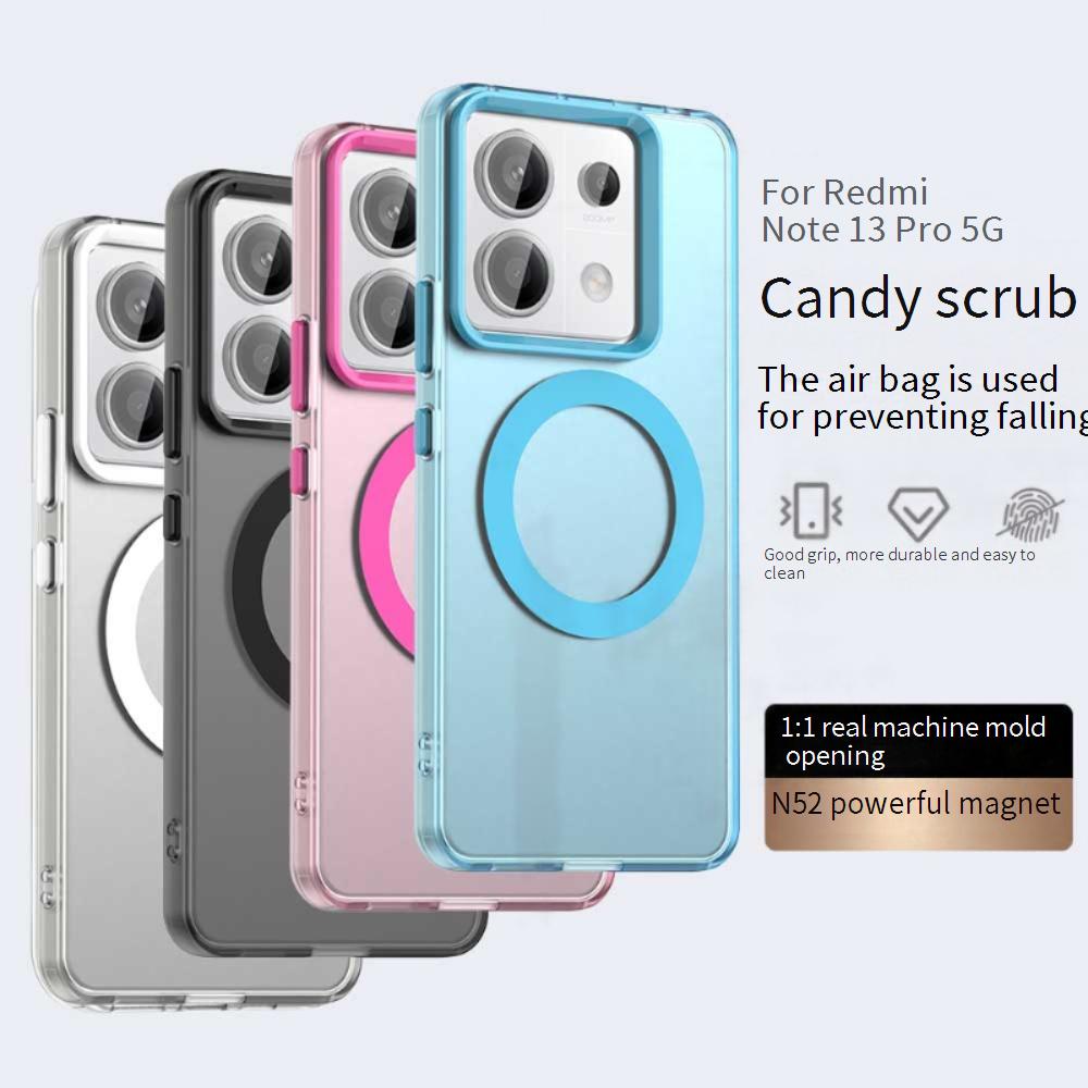 Матовый чехол Magsafe для телефона Xiaomi Redmi Note 13 13 Pro 13 Pro+ 5G/4G 13R Pro Магнитная беспроводная зарядка Ударопрочная задняя крышка
