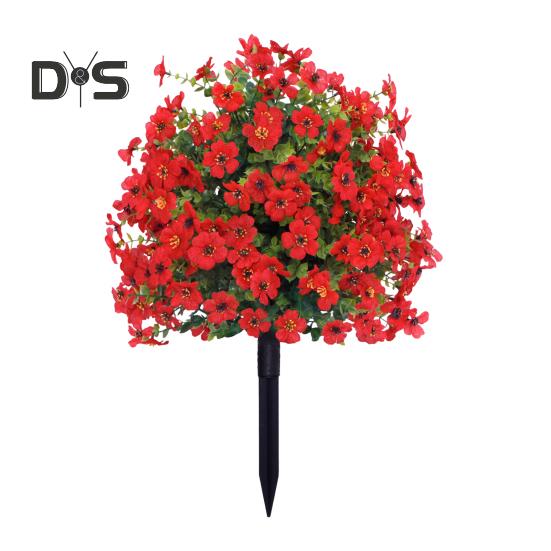 1/2Pcs Artificial Violet Flower with Stake UV Resistant Faux Plastic Flower Spike Indoor Outdoor Garden Porch Patio Wedding Party Decoration