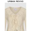 UR 2025 Autumn Women's Casual Ruffle Tie-Knit Cardigan
