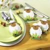 Happy Easter 4 Pabric Pcs Shape Reusable Tableware Holders Sheep Lovely Gift KTY
