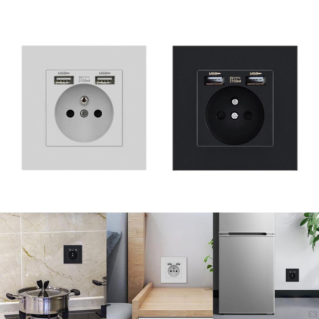 Настенная USB-розетка для зарядки с бытовой техникой белого цвета