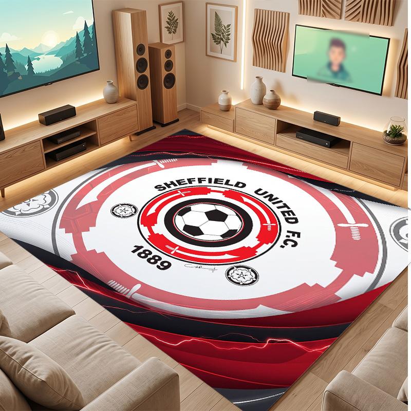 Футбольный принт Sheffield United, Ковер из хрустального бархата, Удобный, Впитывающий воду, Нескользящий, Ковер для пола в помещении