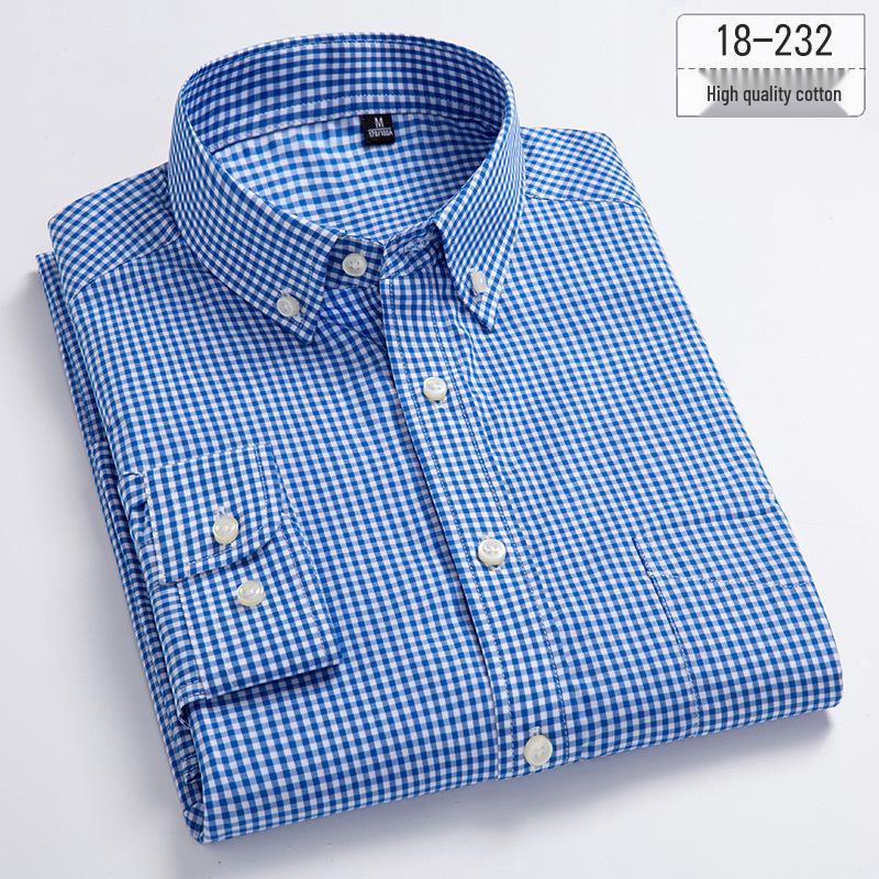 Мужская приталенная рубашка в полоску из чистого хлопка в клетку