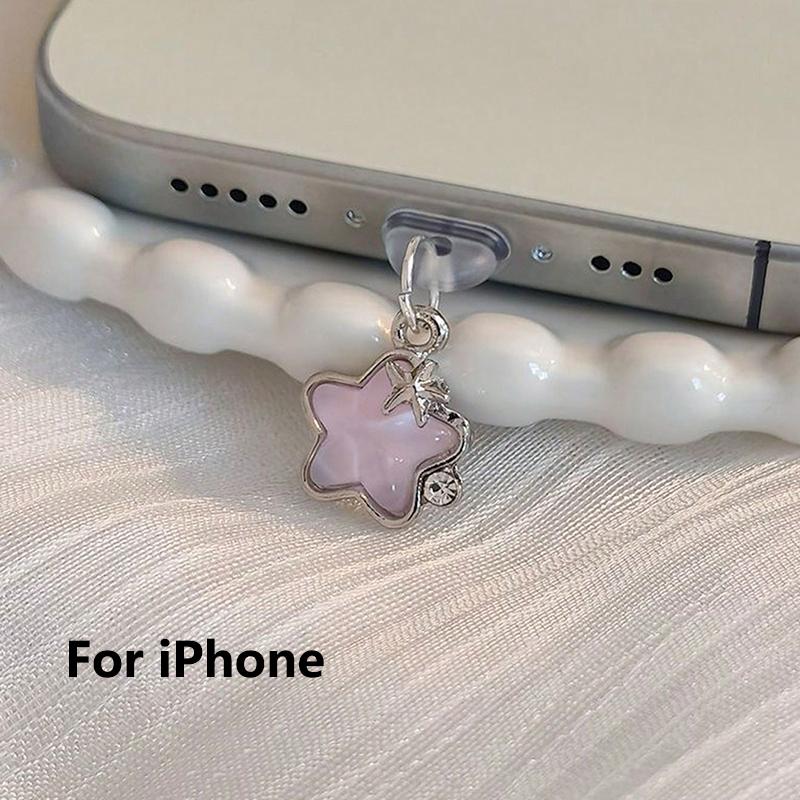 Cute Diamond Star Shaped Phone Anti Dust Plugs Charging Port Protector Stopper Cap Covers For iPhone Micro USB Jack Type C Plugs