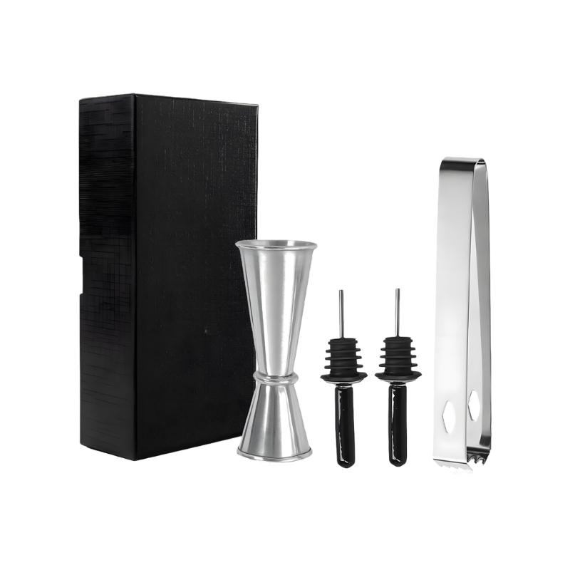 Premium Nonrust Steel Bartending Tool Set With Ice Tongs Pour Spouts And Measuring Cup For Home Pubs Cocktails Making