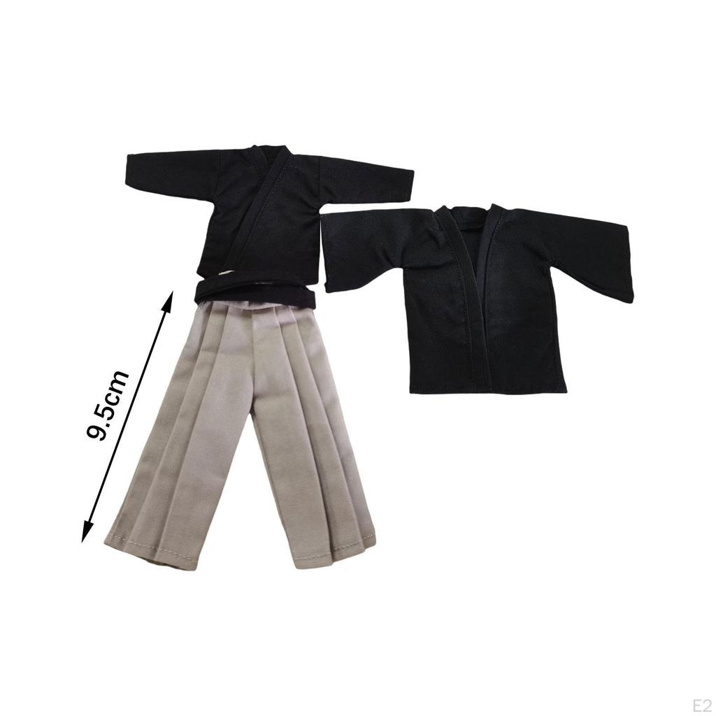 4x 1/12 Samurai Kimono Clothes, Handmade Tops with Pants Belt for 6in Male Action Figures Dress Up
