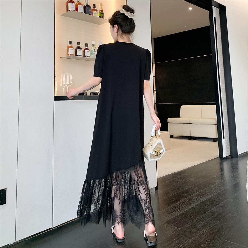 DIMANAF Женщины 2025 Большой размер Новое летнее платье Платье-рубашка Кружево Базовое Длинное Плиссированное Свободное Платья Макси