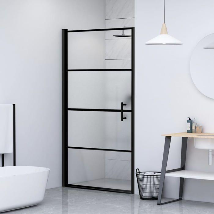 Porte de douche - Maison Exclusive - 97–100 x 178 cm - Verre trempé demi-dépoli 5 mm - Cadre noir ajustable