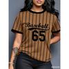 Couple Outfits Baseball Stripe Printed Round Neck Short Sleeve T-Shirt Summer Graphic Tee Jerseys Women Sport Tops Tee