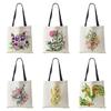 Flower Snake Women Shoulder Bag Printed Reusable Shopper Tote Bag Simple Harajuku Canvas Folding Storage Handbag