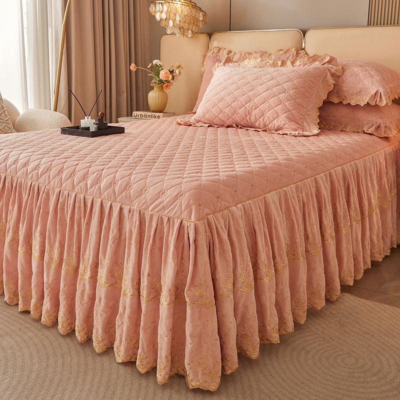 Комплект из 3 предметов современного роскошного макраме-подзора, однотонный всесезонный универсальный нескользящий комплект постельного белья (Подзор для кровати *1+ Наволочка*2, без сердцевины)