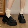 Модные женские черные туфли на толстом каблуке 2024 года, туфли-лодочки из лакированной кожи на платформе, женские туфли без застежек на толстом высоком каблуке Jk Uniform Shoes Mary Janes
