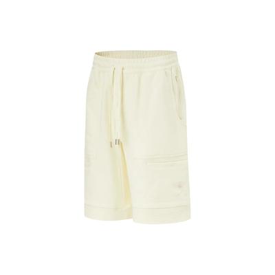 Li Ning X Jackie Chan Collaboration Kung Fu Series Solid Color Logo Mid Belt Straight Loose Shorts Men shorts Paper-White AKST663-1