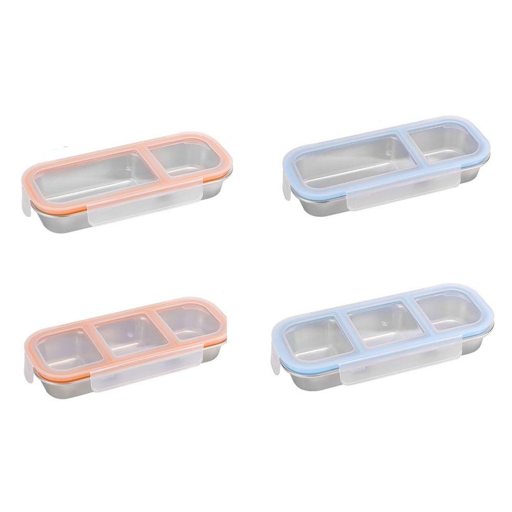 Reusable Food Storage Container Leakproof Seasoning Tray Stainless Steel Lunch Box Office
