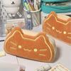 Cute Cat Caramel Bread Plush Pencil Bag Kawaii Student Large Capacity Stationery Bag Kitten Pencil Pouch Back To School Supplies