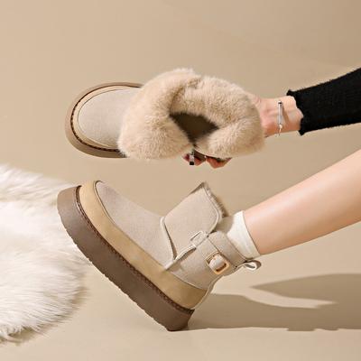 Модная обувь для женщин 2024 года, горячая распродажа, женские зимние однотонные повседневные удобные теплые нескользящие ботинки на платформе Zapatos De Mujer