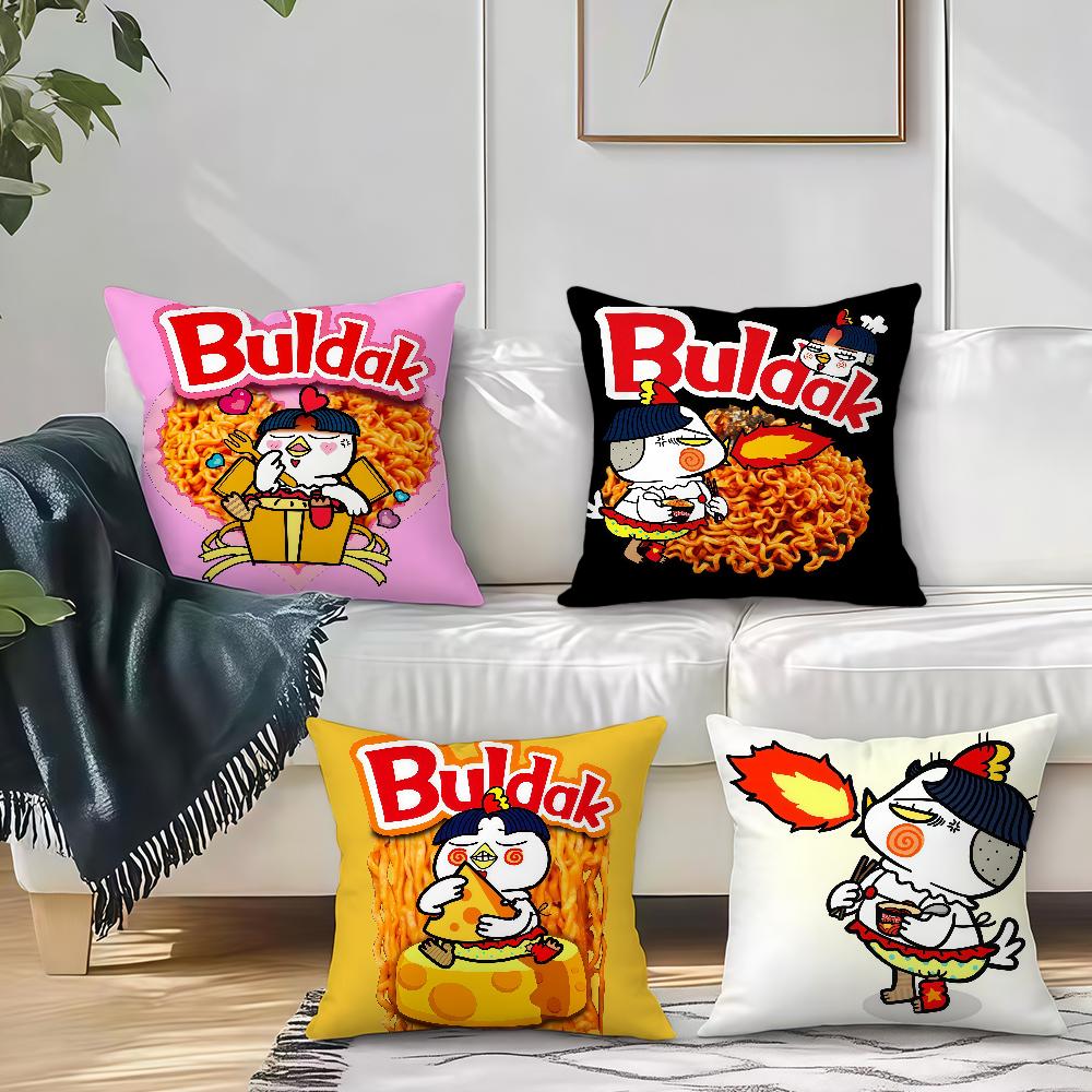 Чехол на подушку B-Buldak Ramen Квадратный чехол на диванную подушку Повседневный, приятный для кожи, удобный чехол на подушку