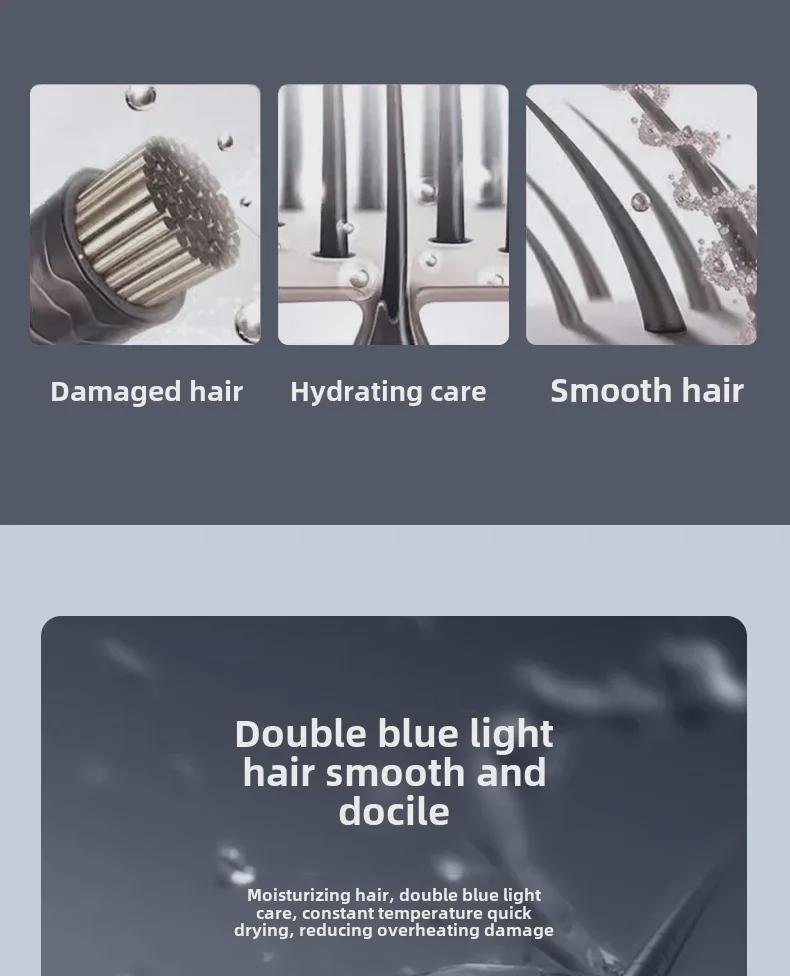 Высокоскоростной фен с синим светом и технологией отрицательных ионов - Без повреждений и мощный для домашнего и гостиничного использования
