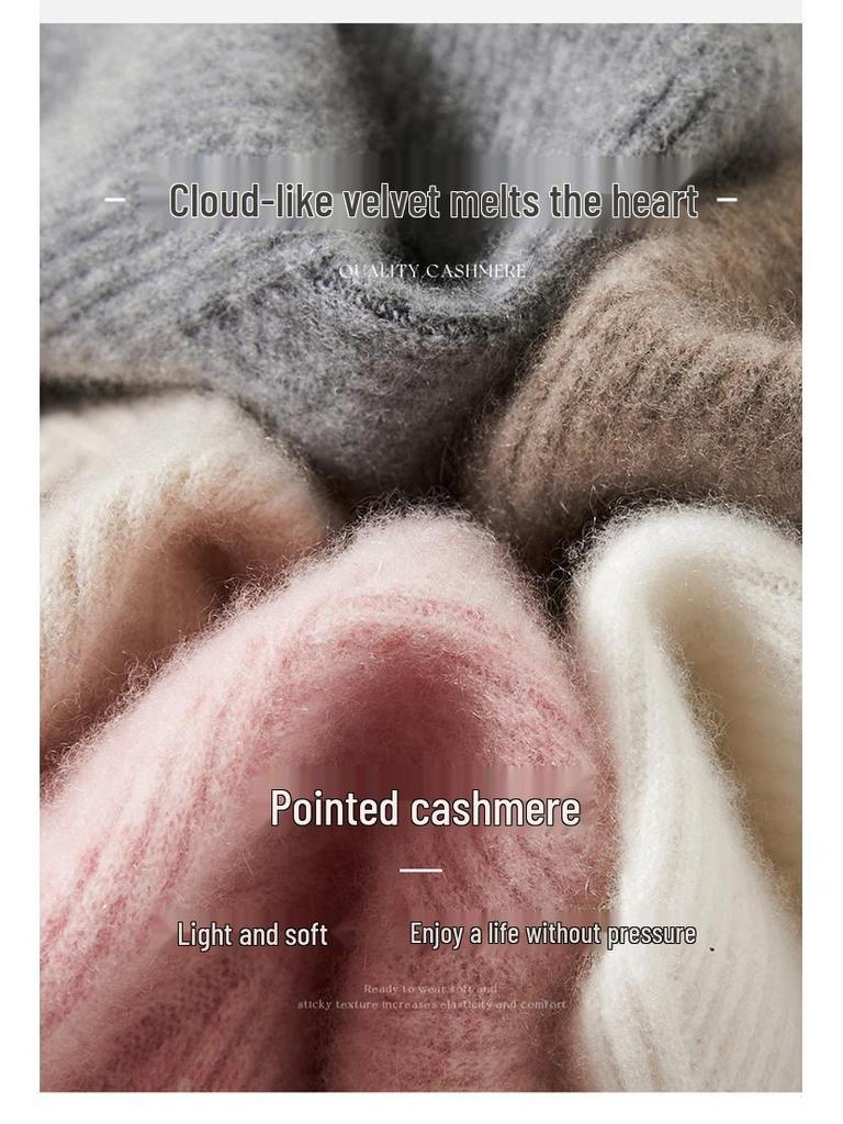 Женский кашемировый свитер с полувысоким горлом, плотной вязки, для тепла осенью/зимой.