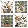 40/45/50/60cm Christmas Pillowcase Sofa New Year Home Decoration Christmas Tree Elk Snowman Pillowcase Linen Cushion Cover
