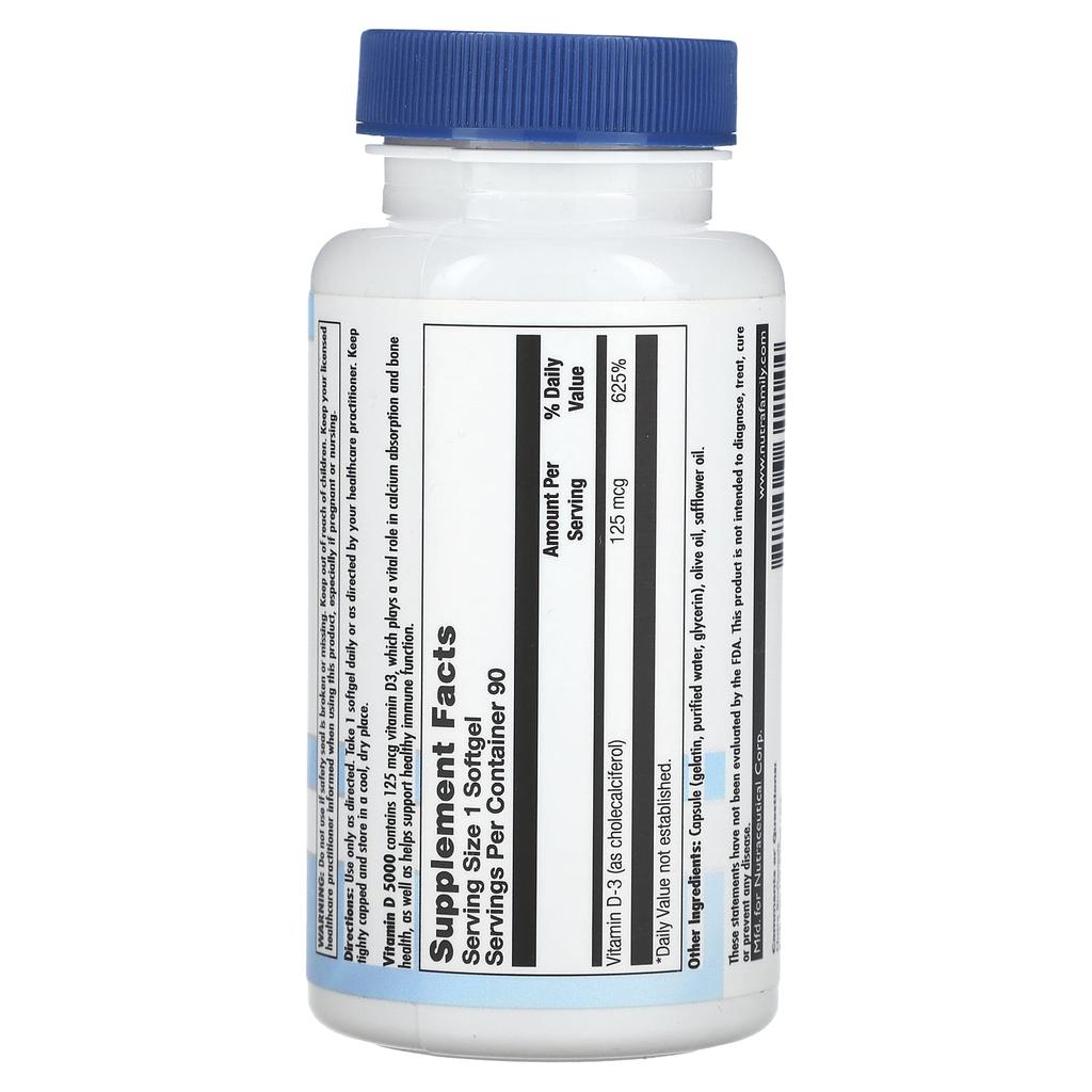 Vitamin D 5000, 125Mcg, 90 Softgels