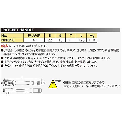 Kyoto Machine Tools (KTC) Neplos 6.3sq. Ratchet Ha